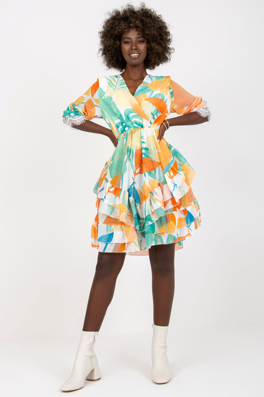 Oranžzaļa ietīšanas kleita ar...