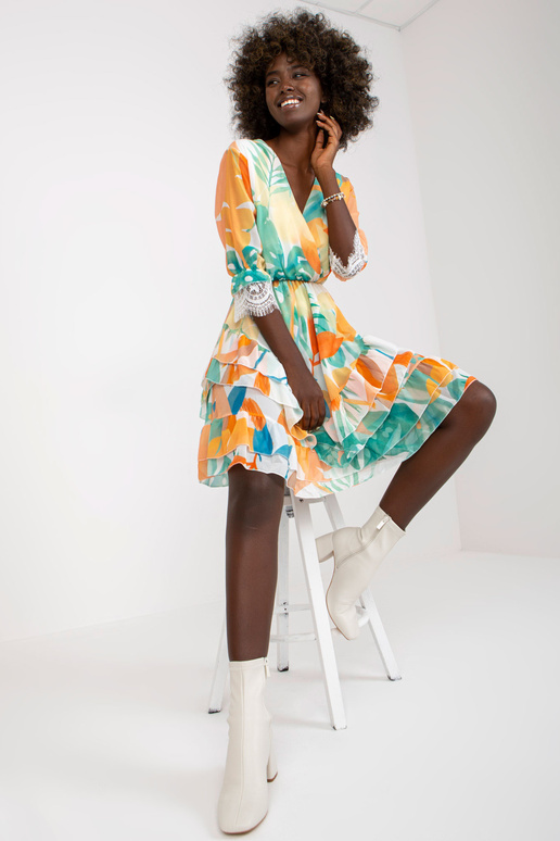 Oranžzaļa ietīšanas kleita ar...