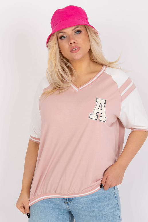 Balta un rozā liela izmēra blūze ar...