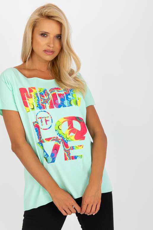 Piparmētru blūze ar apdruku un īsām... Piparmētru blūze ar apdruku un īsām...