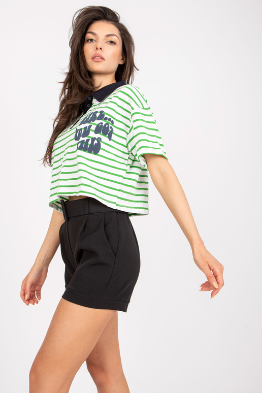 Balts un zaļš īss sieviešu svītrains...