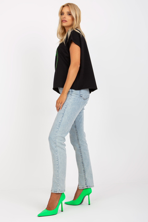 Melna brīva viena izmēra blūze ar...