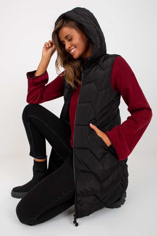 Garā dūnu veste ar melnu kapuci