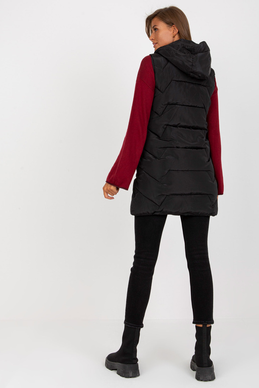 Garā dūnu veste ar melnu kapuci