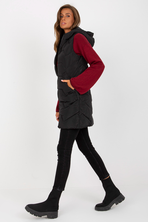 Garā dūnu veste ar melnu kapuci