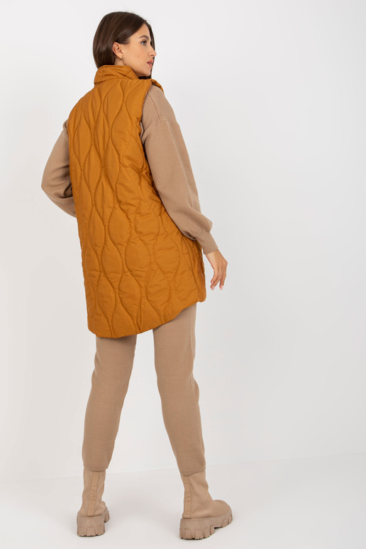 Gaiši brūna stepēta sieviešu veste ar...