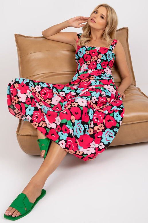 Melna un rozā midi kleita ar ziedu...