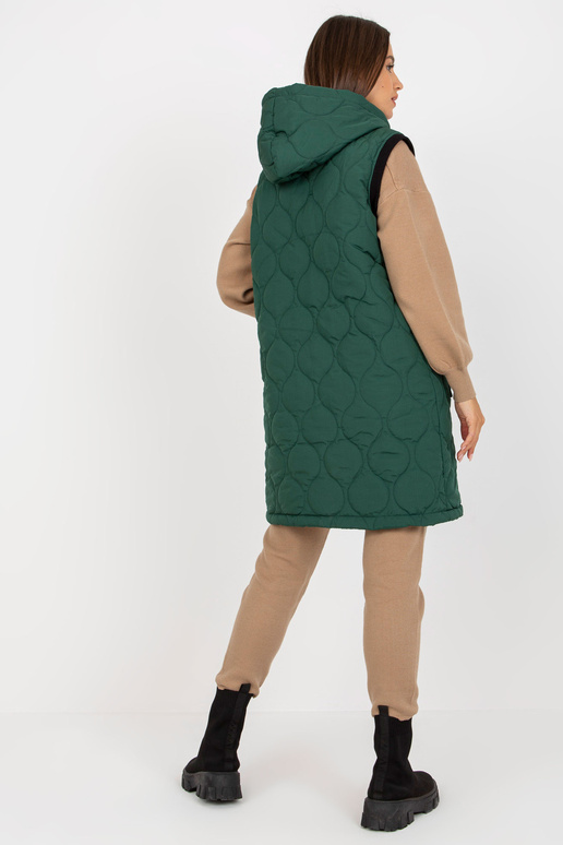 Tumši zaļa gara stepēta veste ar...