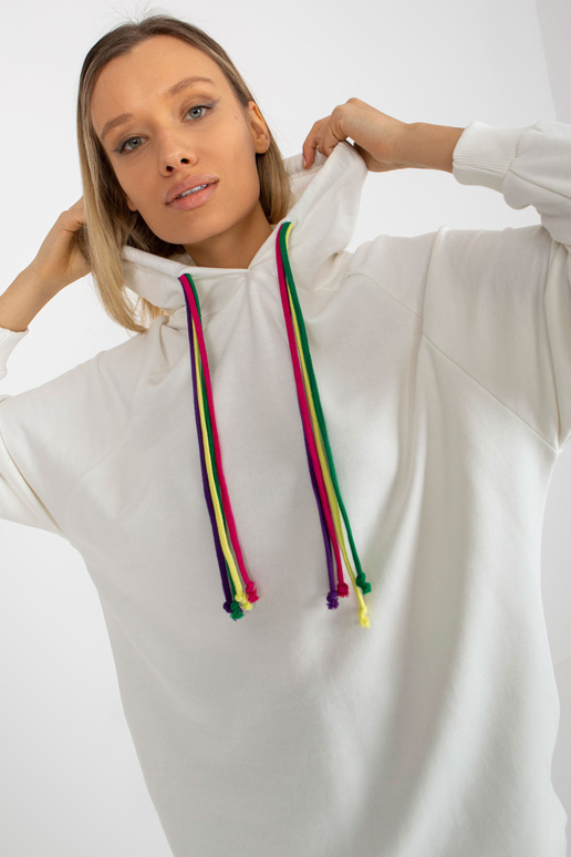 Ecru garais oversize džemperis ar kapuci Ecru garais oversize džemperis ar kapuci