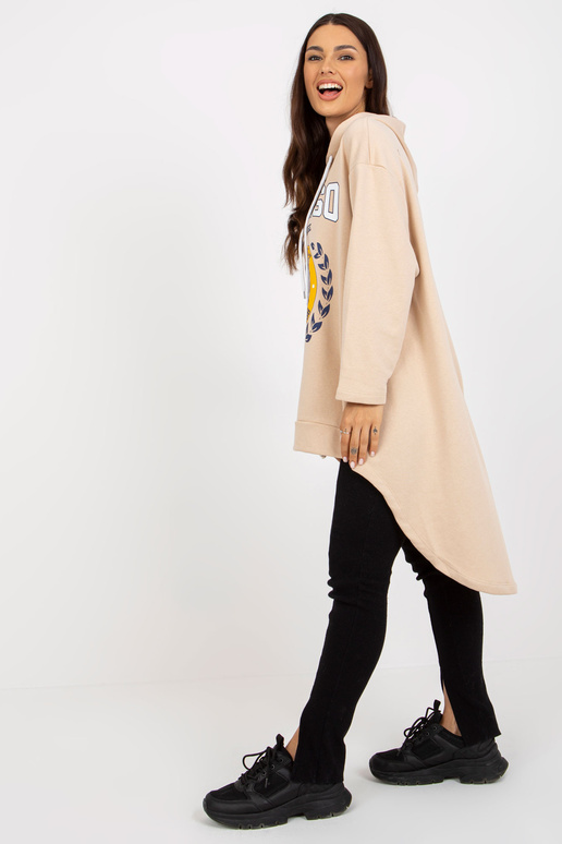 Hellbeiger Damen Hoodie ar Länger Rücken