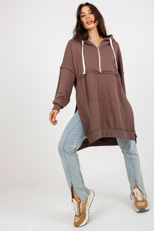 Braunes Oversize-Long-džemperis ar... Braunes Oversize-Long-džemperis ar...