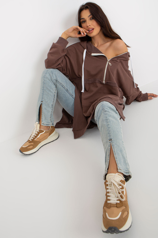 Braunes Oversize-Long-džemperis ar... Braunes Oversize-Long-džemperis ar...