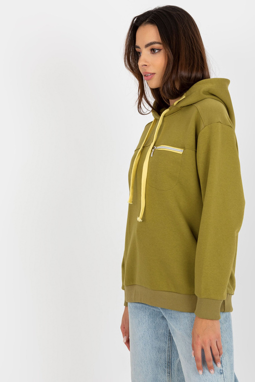 Olivfarbenes Džemperis ar Hoodie un... Olivfarbenes Džemperis ar Hoodie un...