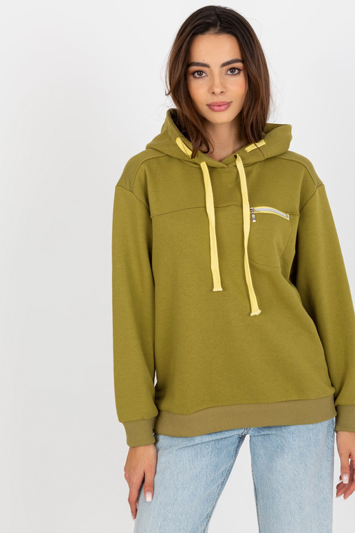 Olivfarbenes Džemperis ar Hoodie un... Olivfarbenes Džemperis ar Hoodie un...