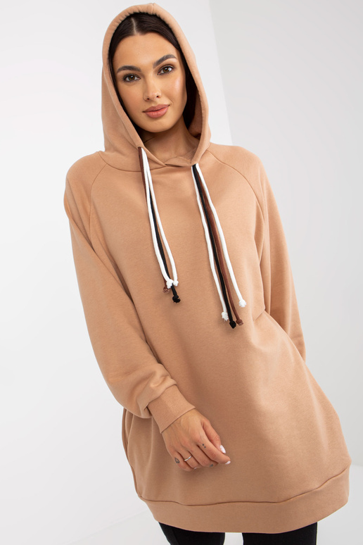 Camelfarbener Baumwoll-Hoodie mit...