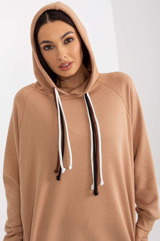 Camelfarbener Baumwoll-Hoodie mit...
