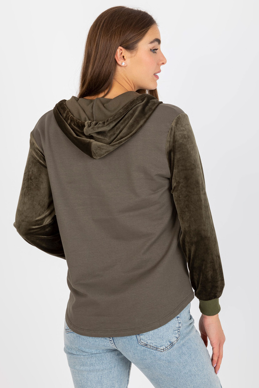 Khaki krāsas kokvilnas sporta krekls...