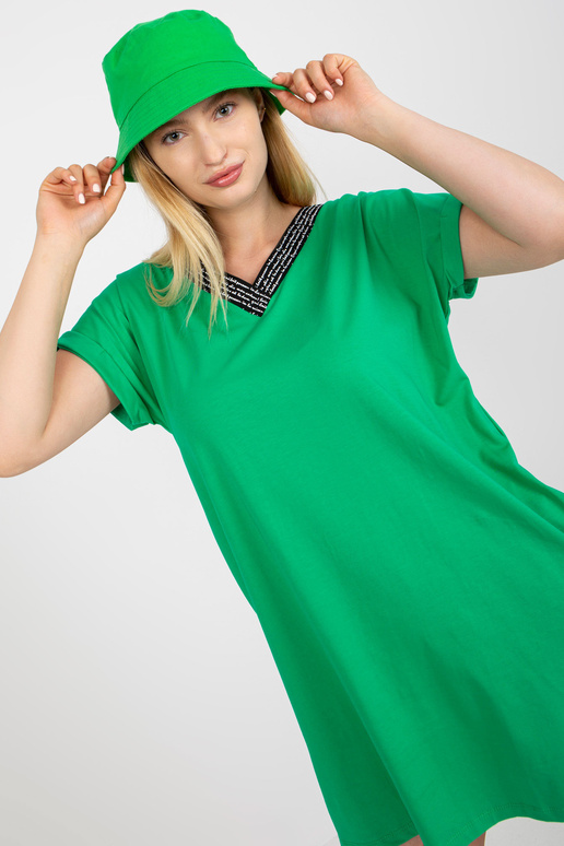 Zaļa plus izmēra gara blūze ar kabatām