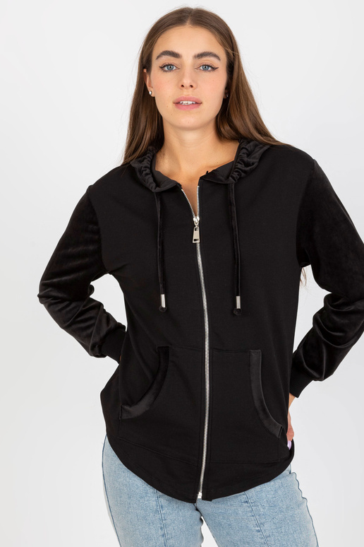 Melns kokvilnas džemperis ar kapuci