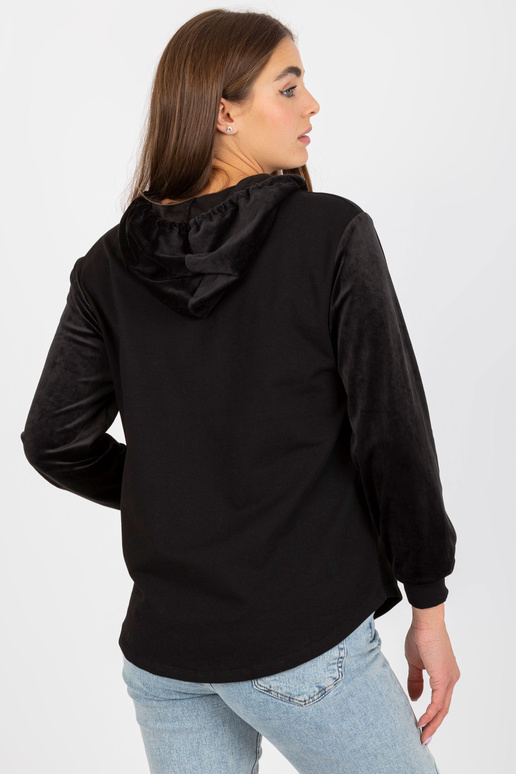 Melns kokvilnas džemperis ar kapuci