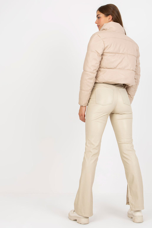 Bēša īsa dūnu jaka no eko ādas ar...