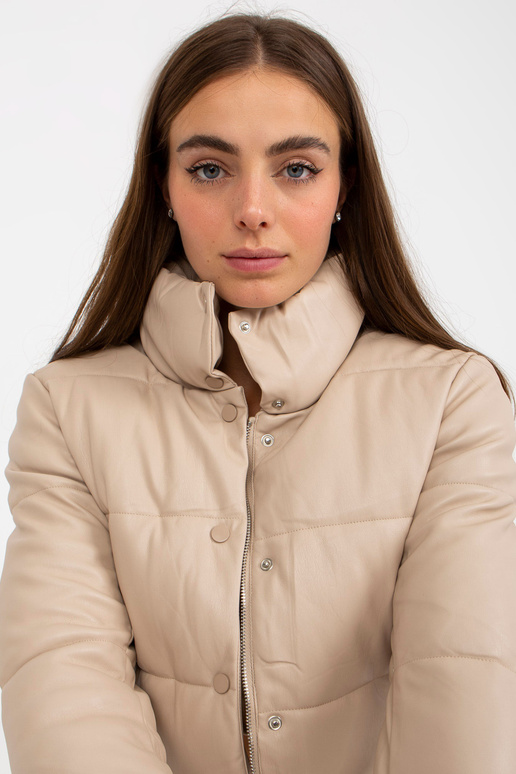 Bēša īsa dūnu jaka no eko ādas ar...