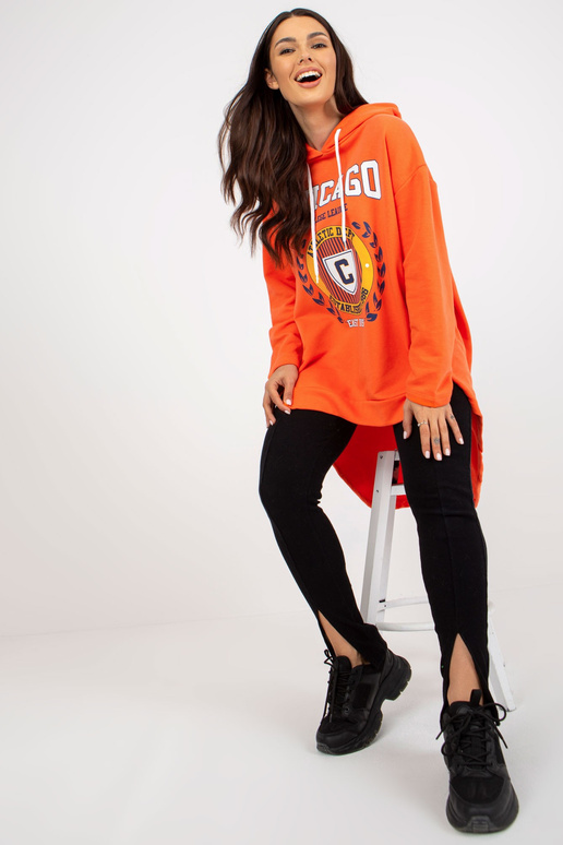 Oranžs Damen Hoodie un Print