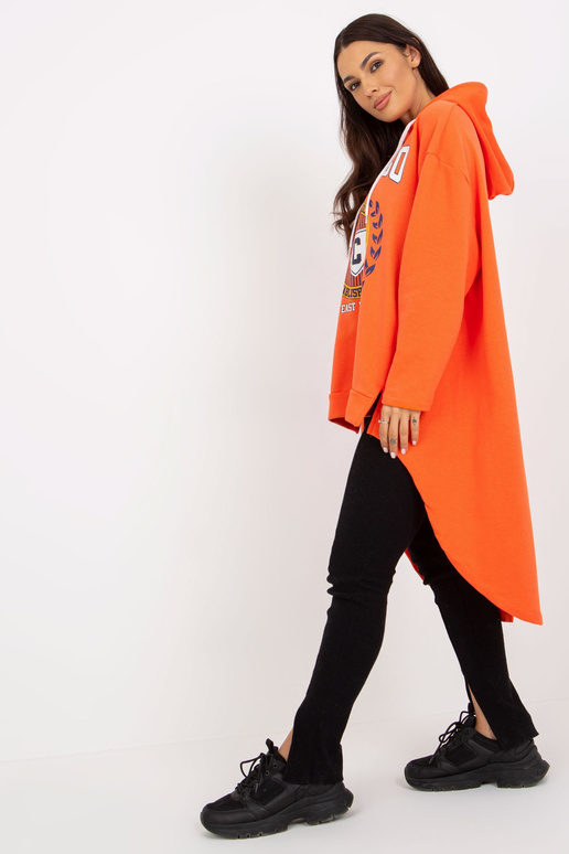 Oranžs Damen Hoodie un Print