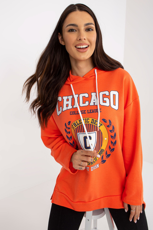 Oranžs Damen Hoodie un Print