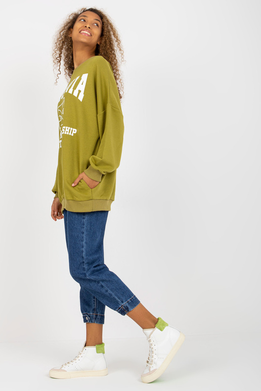 Olive oversize sporta krekls ar apdruku