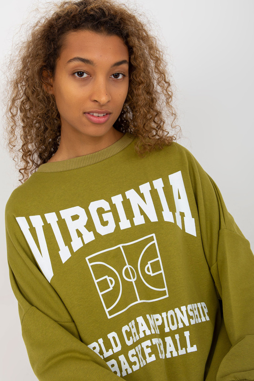 Olive oversize sporta krekls ar apdruku