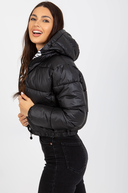 Schwarze doppelseitige Zebra-Steppjacke