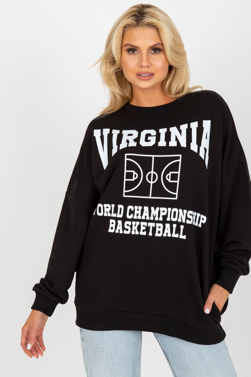 Melns brīvs džemperis ar apdruku un...