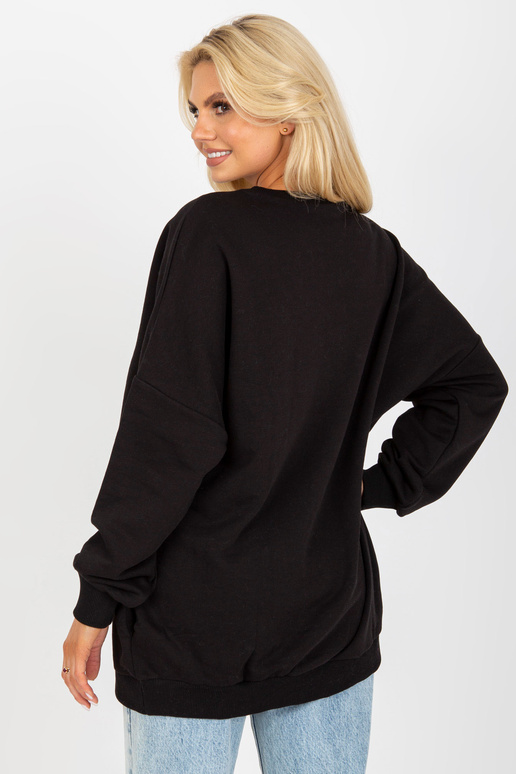 Melns brīvs džemperis ar apdruku un...