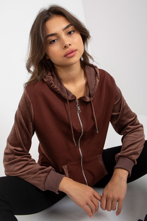 Brūns sieviešu džemperis ar velūra...