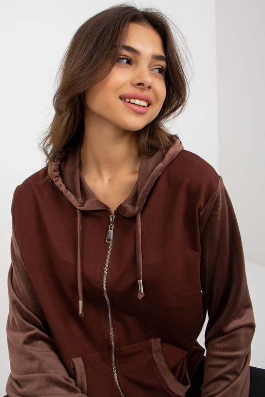 Brūns sieviešu džemperis ar velūra...