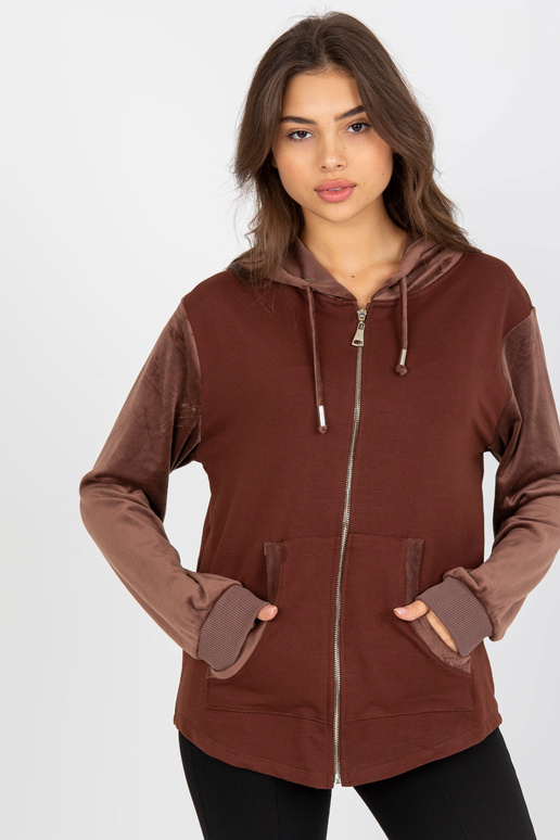 Brūns sieviešu džemperis ar velūra...