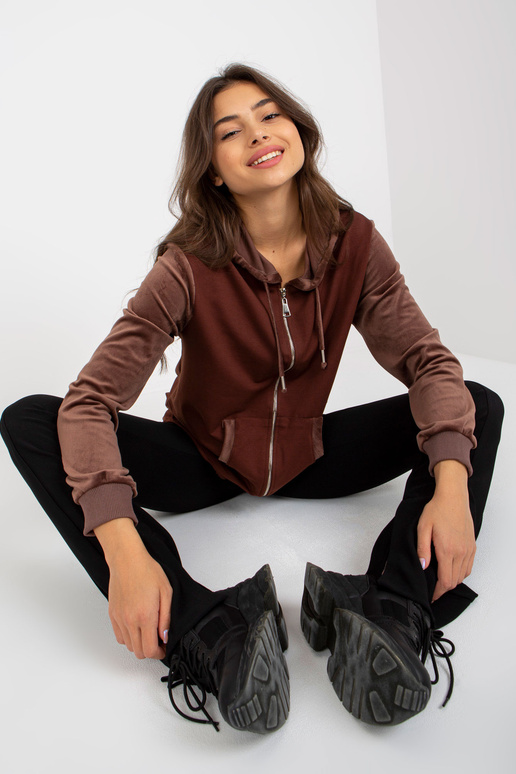 Brūns sieviešu džemperis ar velūra...