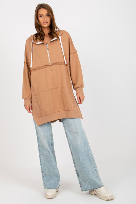 Kamelfarbenes Oversize-džemperis ar...