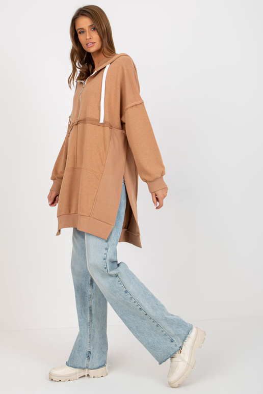 Kamelfarbenes Oversize-džemperis ar...