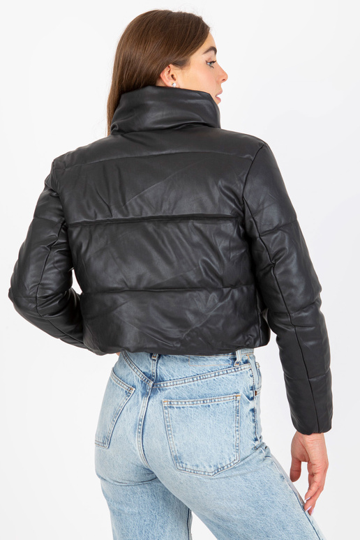 Melna īsa dūnu jaka no eko-ādas ar... Melna īsa dūnu jaka no eko-ādas ar...