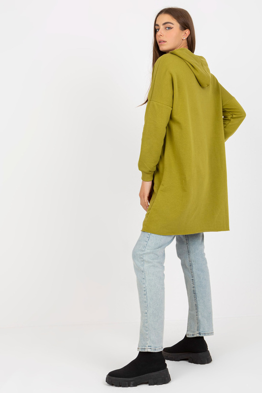 Garš olīvu džemperis ar rāvējslēdzējiem