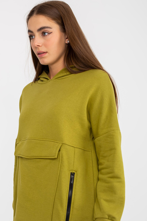 Garš olīvu džemperis ar rāvējslēdzējiem