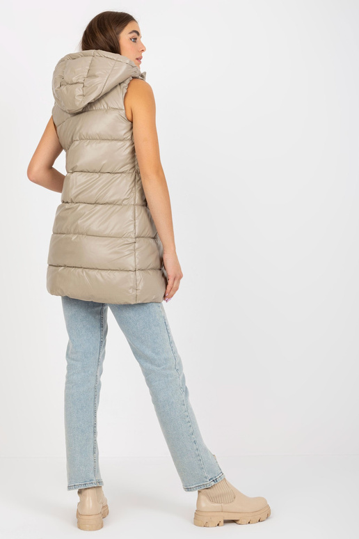 Tumši bēša lakota dūnu veste ar kapuci