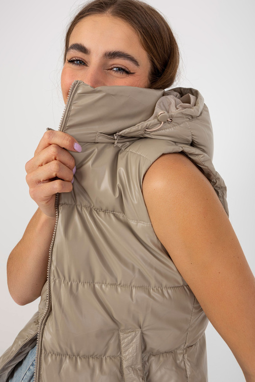 Tumši bēša lakota dūnu veste ar kapuci