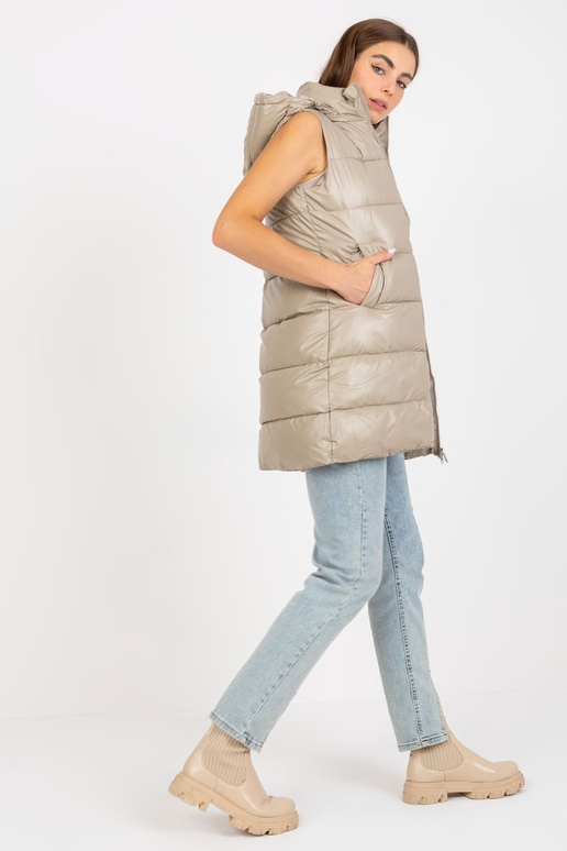 Tumši bēša lakota dūnu veste ar kapuci