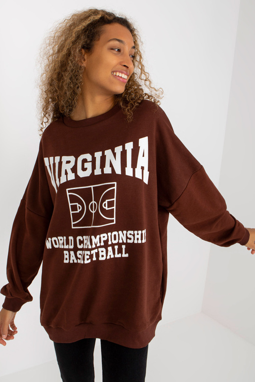 Tumši brūns brīvs sporta krekls ar...