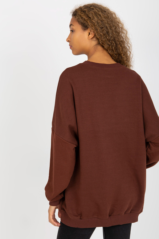 Tumši brūns brīvs sporta krekls ar...