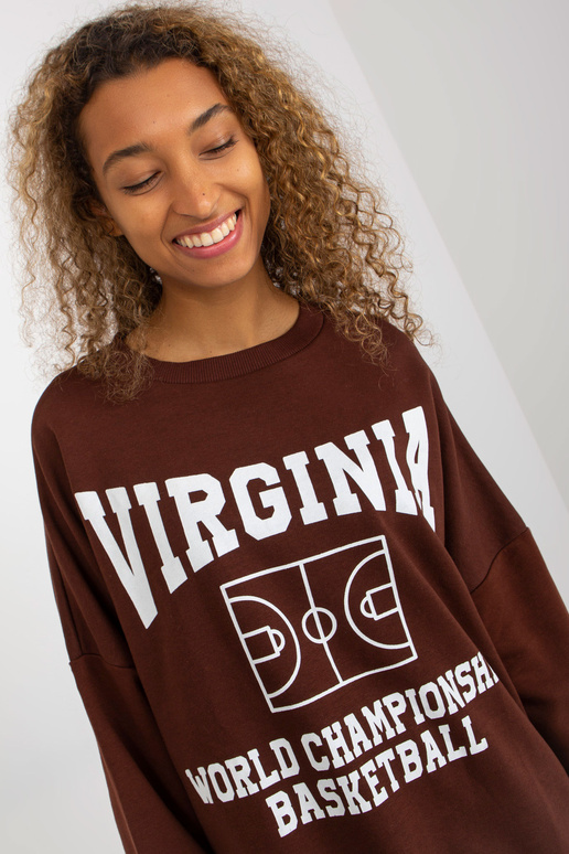 Tumši brūns brīvs sporta krekls ar...