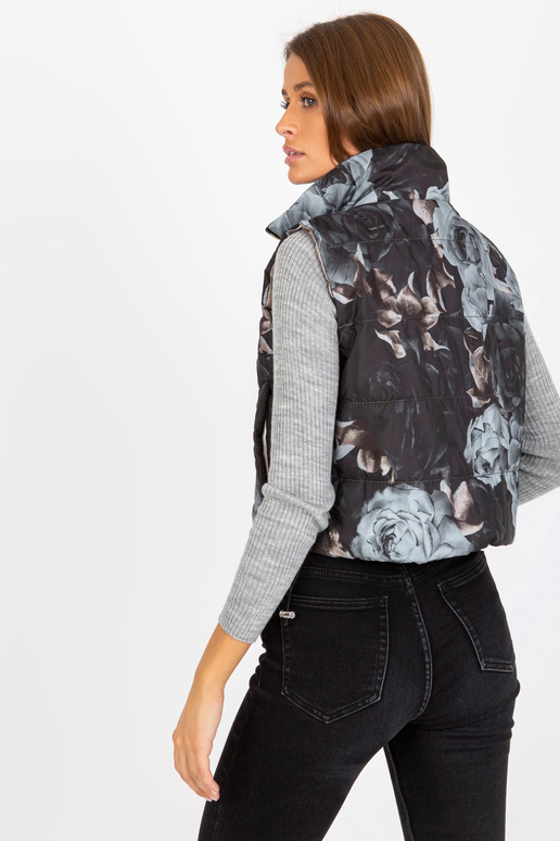 Schwarze gesteppte Blumenweste par Damen